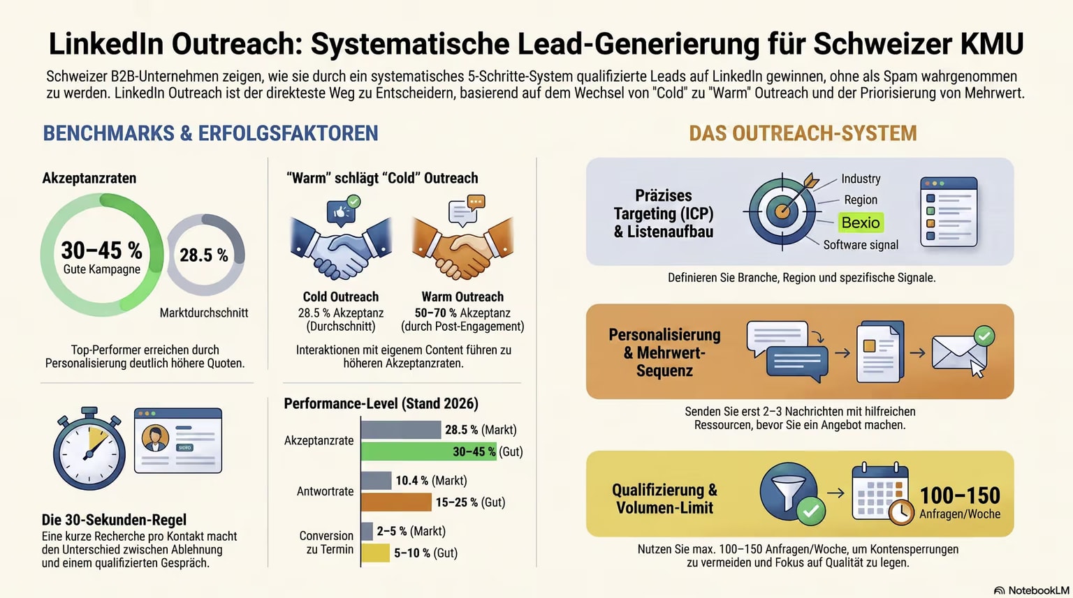 LinkedIn Outreach Benchmarks 2026 — Akzeptanzrate und Antwortrate für B2B KMU