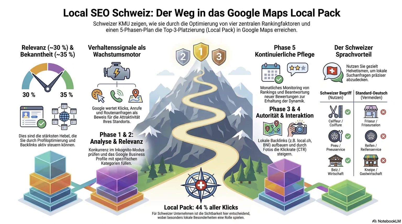 Local SEO Schweiz — Der Weg in das Google Maps Local Pack in 5 Phasen