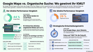 Suchergebnis-Vergleich für lokale Unternehmen — Local Pack vs. organische Suche